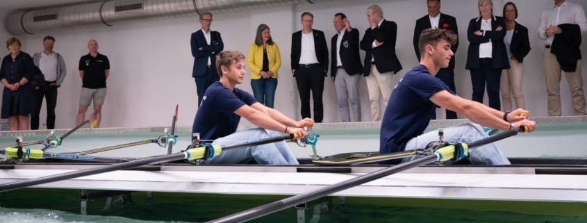 Das neue Leistungszentrum ermöglicht Training auf Weltklasseniveau. Vor Ort machte sich Ministerpräsident Günther ein Bild der neuen Ruderakademie. Quelle: Staatskanzlei